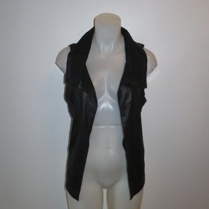 FOR JOSEPH BLACK ASYMMETRICAL LEATHER VEST S: SM *